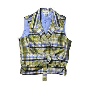 Ann Taylor Silk Plaid Preppy Vintage silk sleeveless top Size 4